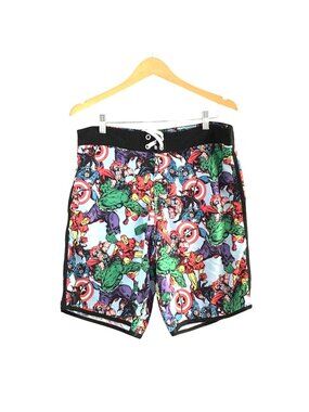 MARVEL -MEN'S GRAPHIC DRAWSTRING ELASTIC WAIST SWIM BOARD SHORTS SIZE X-LARGE